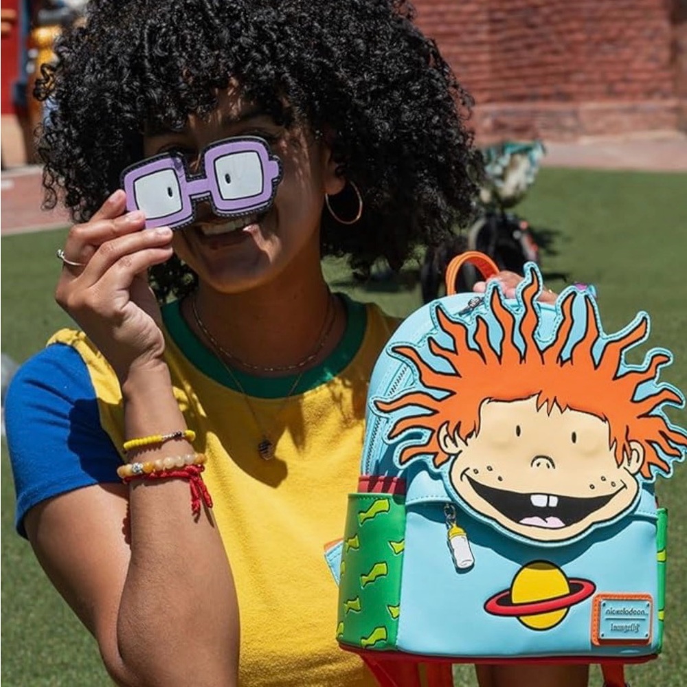 Loungefly Nickelodeon Rugrats Chuckie Backpack With Removable Glasses-NWT - Picture 4 of 9